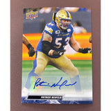 2023 Upper Deck CFL Base Autograph Patrick Neufeld Blue Bombers 72