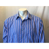 American Eagle Outfitters Blue Pink Striped Long Sleeve Button Down Shirt Size L