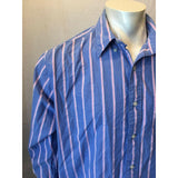 American Eagle Outfitters Blue Pink Striped Long Sleeve Button Down Shirt Size L