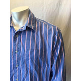 American Eagle Outfitters Blue Pink Striped Long Sleeve Button Down Shirt Size L