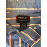 American Eagle Outfitters Blue Pink Striped Long Sleeve Button Down Shirt Size L