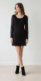 Talula Lace Bodycon Dress Women's Size Small Black 3/4 Sleeve Scoop Neck