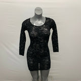 Talula Lace Bodycon Dress Women's Size Small Black 3/4 Sleeve Scoop Neck