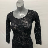 Talula Lace Bodycon Dress Women's Size Small Black 3/4 Sleeve Scoop Neck