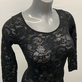 Talula Lace Bodycon Dress Women's Size Small Black 3/4 Sleeve Scoop Neck