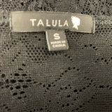 Talula Lace Bodycon Dress Women's Size Small Black 3/4 Sleeve Scoop Neck