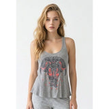 The Classin Women's Grey Graphic Elephant Tank Top Size M / L Cotton