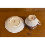 Paragon Antique Rose Fine Bone China England Teacup Saucer Set Gray/Green Gold