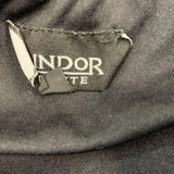 Lindor Petite Blouse Women's Size 12 Purple Black 3/4 Sleeve Front Tie
