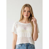Dynamite Women's White Short Sleeve Knit Crop Top Size XS