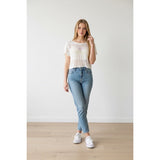 Dynamite Women's White Short Sleeve Knit Crop Top Size XS