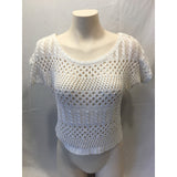 Dynamite Women's White Short Sleeve Knit Crop Top Size XS