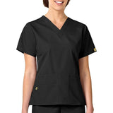 WonderWink Origins Bravo V-neck Scrub Top 6016 Women's black Yellow Modern Fit