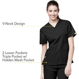 WonderWink Origins Bravo V-neck Scrub Top 6016 Women's black Yellow Modern Fit