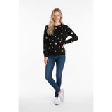 Buffalo David Bitton Women's Medium Loose Fitting Sweater Black w/stars NWT