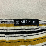 Shein Women's Yellow Striped Crop Top Button Design Size XL Polyester Blend