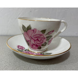 Consort Fine Bone China England Orphaned Teacup Saucer Set Pink Green Floral