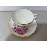 Consort Fine Bone China England Orphaned Teacup Saucer Set Pink Green Floral
