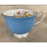 Aynsley England Baby Blue With Blossom Inner Flowers Bone China Tea Cup And Saucer Set
