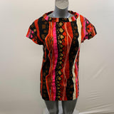 H&M Women's Multi Coloured Funky Pattern Long length Shirt Dress Zipper Back Size 6 Cotton