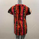 H&M Women's Multi Coloured Funky Pattern Long length Shirt Dress Zipper Back Size 6 Cotton