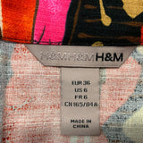 H&M Women's Multi Coloured Funky Pattern Long length Shirt Dress Zipper Back Size 6 Cotton