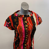 H&M Women's Multi Coloured Funky Pattern Long length Shirt Dress Zipper Back Size 6 Cotton
