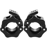 Barbell Clamps 1 Inch Olympic Bar Collars Quick Release Black Plastic & Rubber