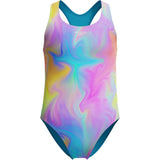 Speedo Girl's Swimsuit One Piece Closed Racerback Size 7 Picton Blue NWT