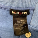 Roots Jeans Women's Baby Blue Collared Shirt with 1/2 Button up Tee Size XL Cotton