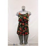 Bluenotes Women's Spaghetti Strap Layered Tank Top Size Small Black Floral