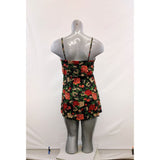 Bluenotes Women's Spaghetti Strap Layered Tank Top Size Small Black Floral