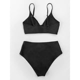 CUPSHE Womens Swimwear Bikini Sets Two Piece large black NWT