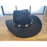 Western Style Cowboy/Cowgirl Hat Cotton/Poly Felt Black Large Fit NEW