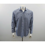 Antonio Valente Men's Button Up Shirt Size Large Blue Plaid Long Sleeve Cotton