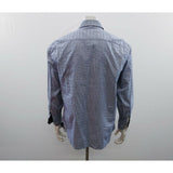Antonio Valente Men's Button Up Shirt Size Large Blue Plaid Long Sleeve Cotton