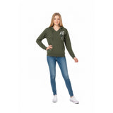 America Eagle Green Long Sleeve V Neck Women's Hooded Sweatshirt Size Small