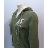America Eagle Green Long Sleeve V Neck Women's Hooded Sweatshirt Size Small
