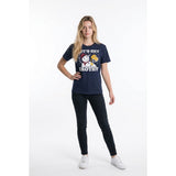 Women's Blue Let's Get Frothy Snowman Drinking Beer Holiday Festive T-Shirt Size Medium Cotton