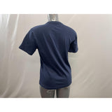 Women's Blue Let's Get Frothy Snowman Drinking Beer Holiday Festive T-Shirt Size Medium Cotton