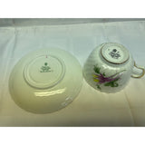 Adderley Teacup Saucer Set Vintage Bone China England Columbine Flower Pattern