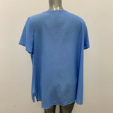 Pennigtons Women's Blouse Size 2X Blue Polyester Button Up V Neck Cap Sleeve Top