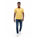 Roots Men's Polo Shirt XL Yellow Ribbed Short Sleeve Cotton Vintage Shirt