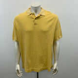 Roots Men's Polo Shirt XL Yellow Ribbed Short Sleeve Cotton Vintage Shirt