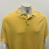 Roots Men's Polo Shirt XL Yellow Ribbed Short Sleeve Cotton Vintage Shirt