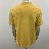 Roots Men's Polo Shirt XL Yellow Ribbed Short Sleeve Cotton Vintage Shirt