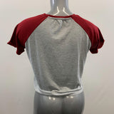 Ardene Women's Grey New York City Bronx Queens Red Short Sleeved Tee with Front Tie Size Medium Polyester Blend