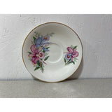 Roslyn Fine Bone China England Teacup Saucer Set Pink Blue Orchids