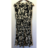 Jones New York Black White Floral A Line Sleeveless Deep V Neck Dress Size 8