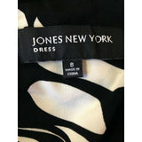 Jones New York Black White Floral A Line Sleeveless Deep V Neck Dress Size 8